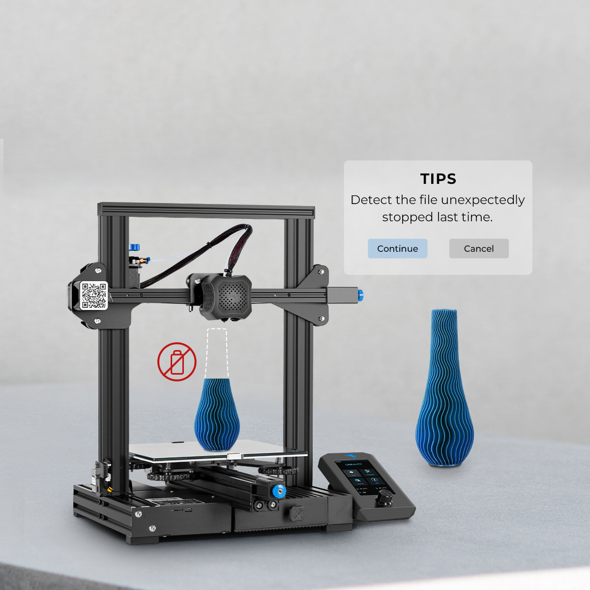 Ender-3 V2 güç kesintisi sonrası baskıya devam özelliği